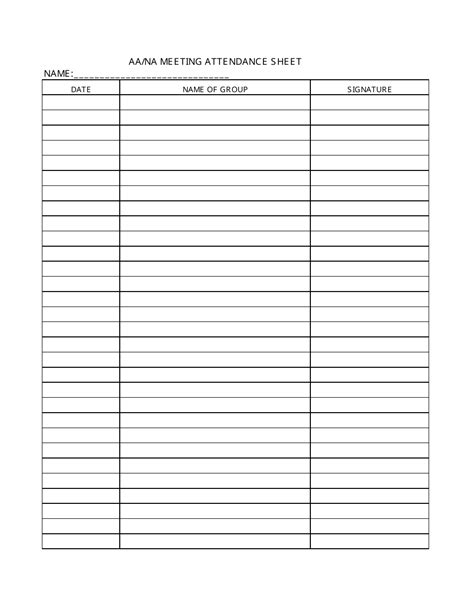 Free Printable Aa Meeting Sign In Sheet - Printable Word Searches