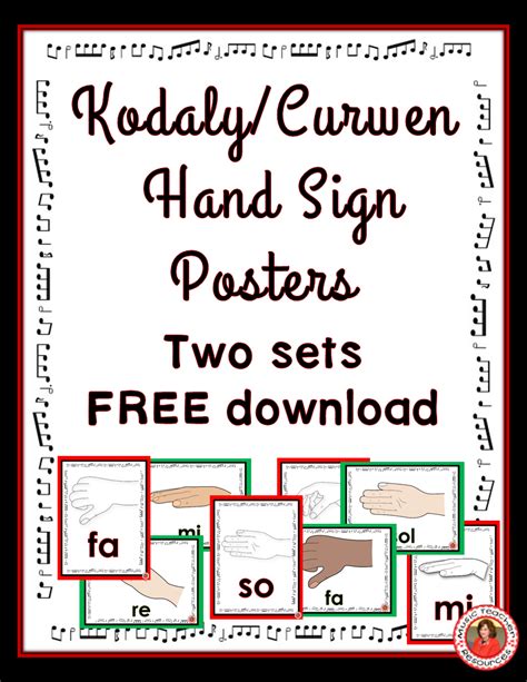 FREE download - Kodaly / Curwen Hand Sign Posters! Laminate and display in your music classroom ...