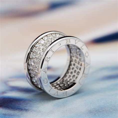 Bvlgari (or Bulgari) B Zero 1 18K White Gold Diamond Ring Size 53 J348 ...