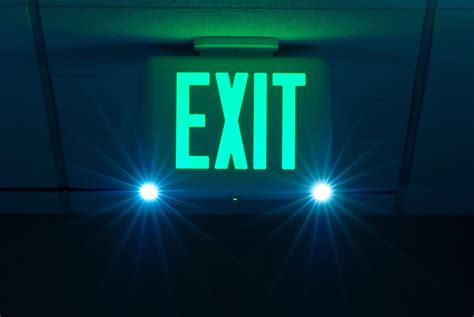 DUAL-LITE Exit Sign with Emergency Lights: White, 1 or 2 Faces, Green ...