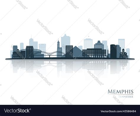 Memphis skyline silhouette with reflection Vector Image