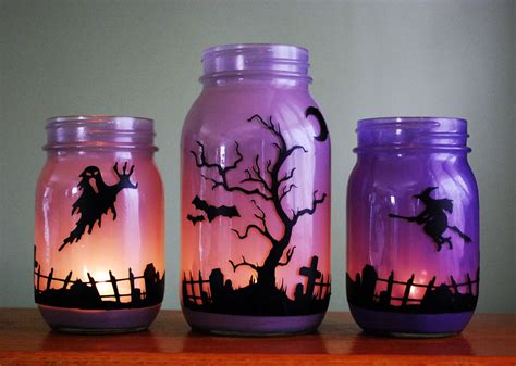 Halloween Mason Jar Candle Set Graveyard