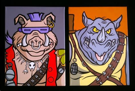 Jdtoonart Cartoon and Comic pop art Paintings: Bebop and Rocksteady TMNT