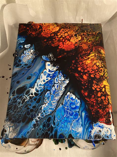 Fire and ice acrylic swipe pour : r/PourPainting