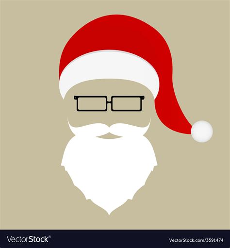 Santa hat mustache beard and glasses Royalty Free Vector