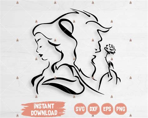 Beauty And The Beast Silhouette - Svg Baby