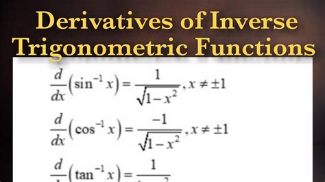 Derivatives of Inverse Trigonometric Functions - YouTube