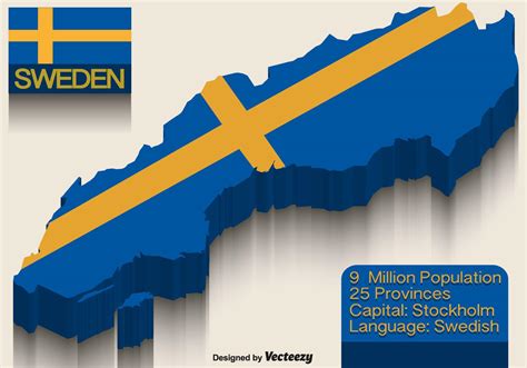 Vector Sweden Flag On 3d Map 148809 Vector Art at Vecteezy