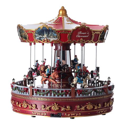 Carousel with horses for Christmas village 30x30x30 cm | online sales ...