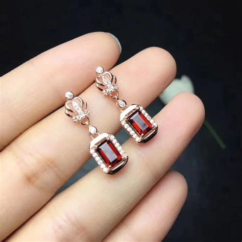 Fashion natural red garnet drop earrings Natural gemstone earrings ...