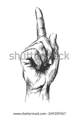 Hand Sketch Hand Pointing Finger Stock Vector (Royalty Free) 269209367 - Shutterstock