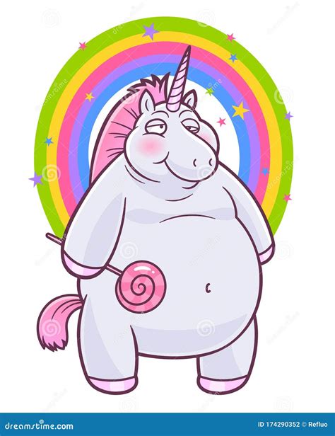 Fat cartoon unicorn stock vector. Illustration of unicorn - 174290352