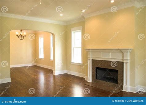 Empty Living Room with Fireplace Stock Photo - Image of dining, estate: 4037938