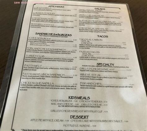 Menu at Teddy's restaurant, Denver