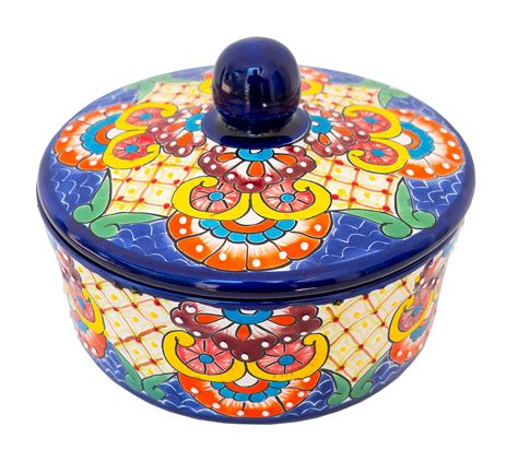 Buy Unique Mexican Blue Ceramic Tortilla Warmer Pancake Holder Talavera Pottery 8 in diameter ...