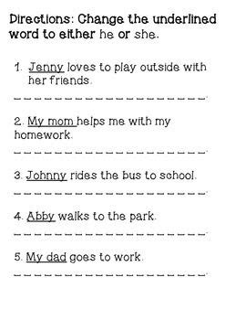 Nouns and Pronouns Worksheet