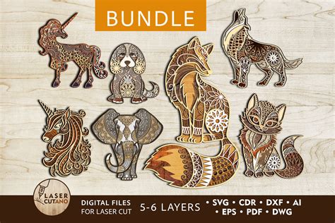 Bundle Laser Cut Files ANIMALS (1317468)