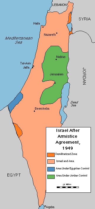 Map of Israel After the 1949 Armistice Agreement | Jewish Virtual Library | Map, Israel, Agreement