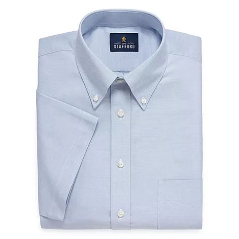 Stafford Travel Wrinkle Free Stretch Oxford Short Sleeve Mens Button Down Collar Short Sleeve ...