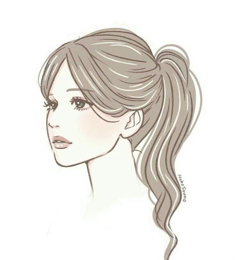 Pin by Laura L. Dahl on Drawings | Ponytail drawing, Girl drawing sketches, Side face drawing