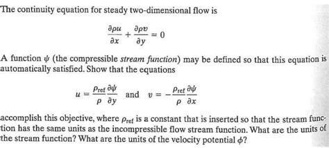 Solved The continuity equation for steady two-dimensional | Chegg.com