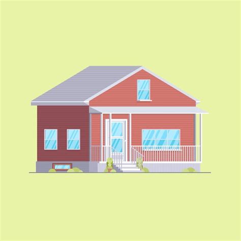 Premium Vector | Flat old canadian wooden hut in town in red color