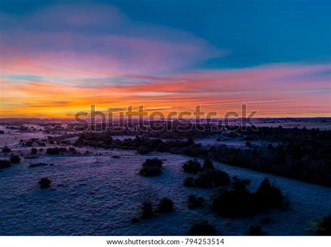 Aerial Sunrise On Frosty Morning Stock Photo (Edit Now) 794253514