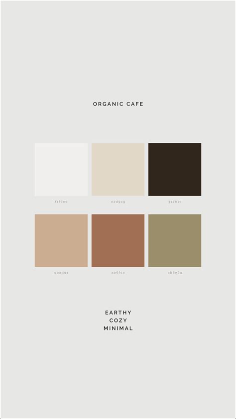 Color Palette for Organic Cafe, Coffee Shop, Earthy, Cozy, Minimal in ...