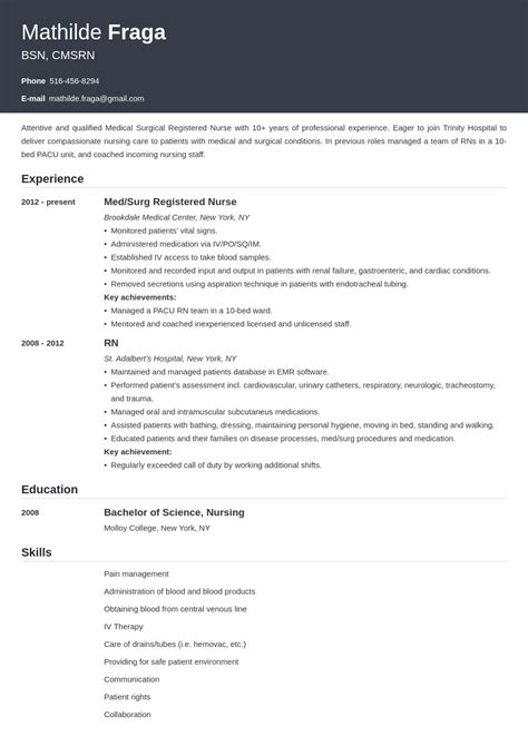 Medical Surgical Nurse Resume Sample [Job Description Tips]