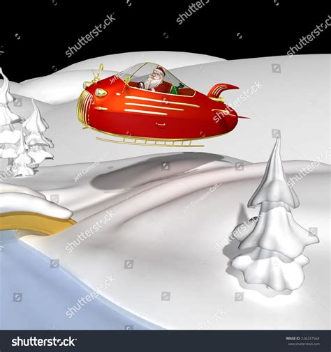 Santa Flying In Jet Powered Sled - Santa Is Flying Over The Snow In His ...