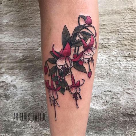 Vibrant Fuchsia Flower Tattoo