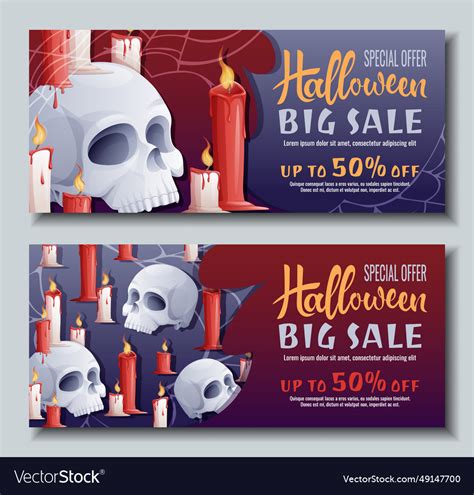 Set of discount banner templates with skull Vector Image