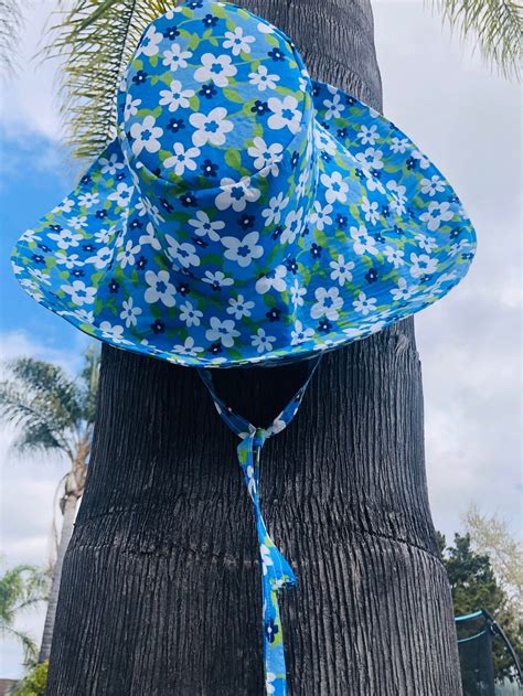 Wide Brim Sun Hat with Chin Straps Floral Sunhat Newlywed | Etsy