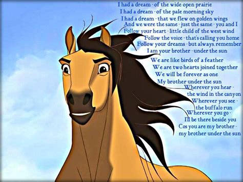 an animated horse with a poem written on it's face in front of a blue sky