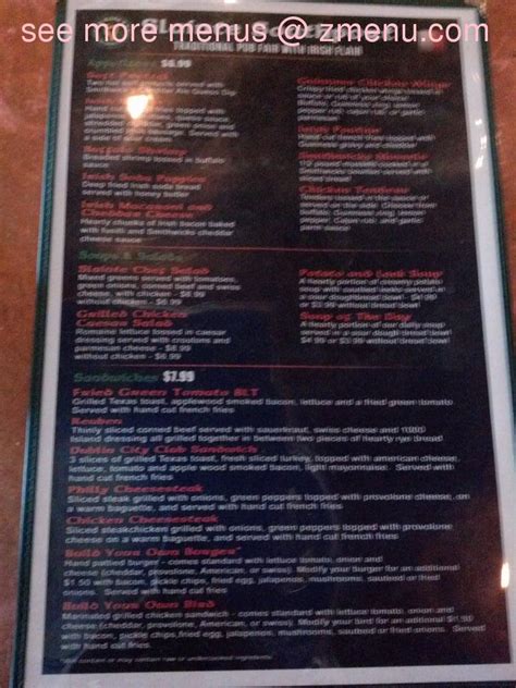 Menu at The Pub Of Southport, Southport