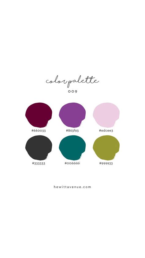 the color palette is shown in different shades