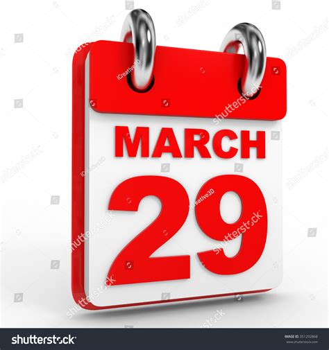 29 March Calendar On White Background Stock Illustration 351292868 ...