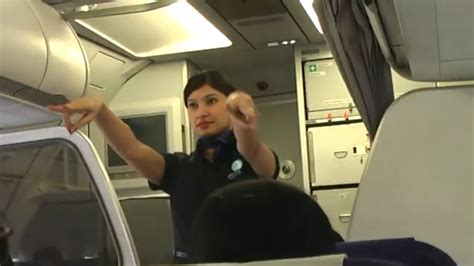 Indigo Air-Hostess giving safety instructions - YouTube