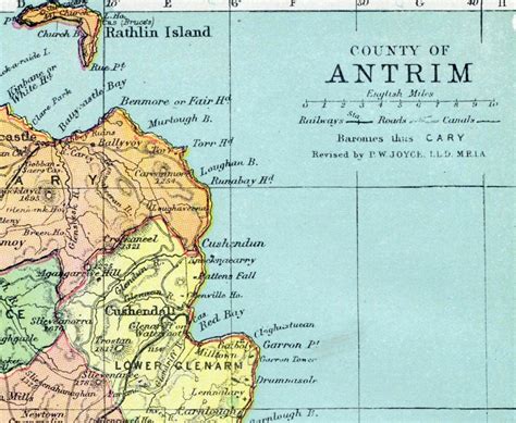 1899 Antique Map of County Antrim Ireland