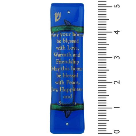 Home Blessing Fused Glass Mezuzah in Blue - Mezuzah Master