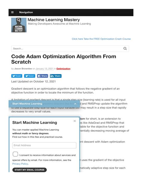 Code Adam Optimization Algorithm From Scratch | PDF | Mathematical ...