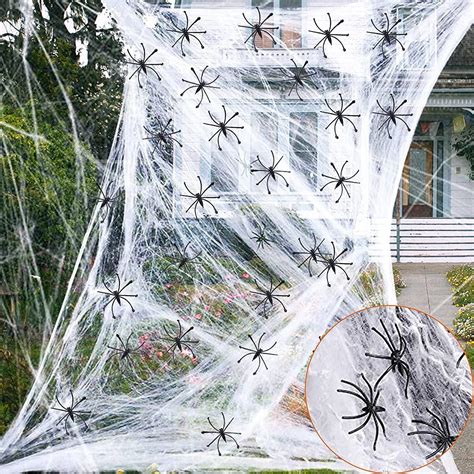 YumSur Halloween Deko,Spinnennetz Halloween mit 100g Stretch Spinnennetz und 60 Spinnen ...