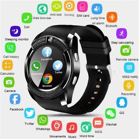 Smart Watch V8 Men Bluetooth Sport Watches Women Ladies Smartwatch with Camera Sim Card Slot ...