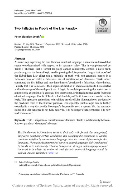 Two Fallacies in Proofs of the Liar Paradox