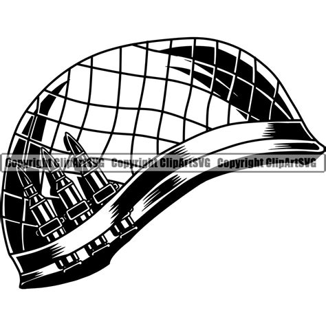 Military Army Soldier Helmet And Bulled Vector Design Element Black And White War Uniform ...