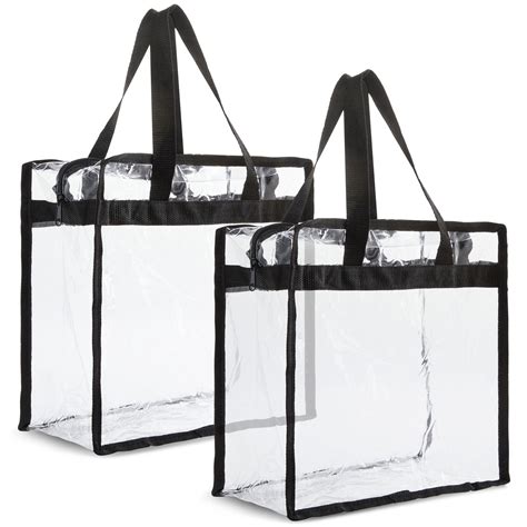 2 Pack Stadium Approved Clear Tote Bags, 12x6x12 Large Plastic Beach Bags with Handles - Walmart.com