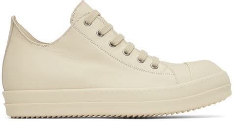 Rick Owens White Leather Low Sneakers Rick Owens