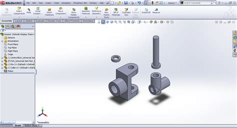 Tutorial - Assembling the parts of the universal joint in SolidWorks ...