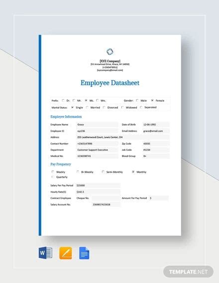 20 Printable Datasheet Templates In Google Docs Word Pages Pdf Xls - Riset