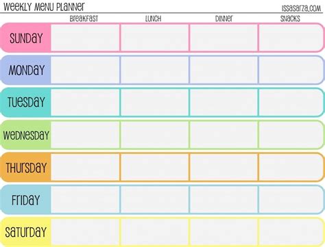 Printable 7 Day Calendar